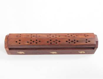 Handcraft Incanse Stick Wodden Box Brown Coloured Fine Work For Home Use 1