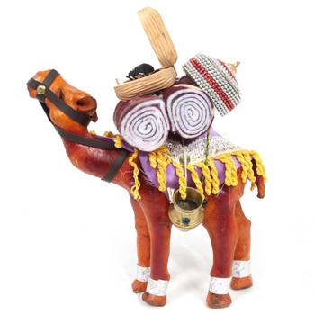 Handcraft Wodden Brown Camel With Leather Covered For Home Decor 2