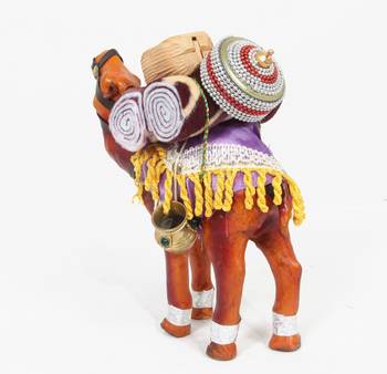 Handcraft Wodden Brown Camel With Leather Covered For Home Decor 3