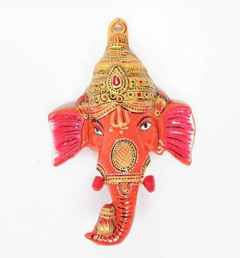 Handcraft Lord Ganesha Orange Coloured For Home Decor 1