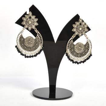 Silver Oxidized Afghani Tribal Dangle Light Weight Earrings For Women And Girls 1