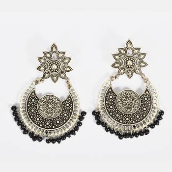Silver Oxidized Afghani Tribal Dangle Light Weight Earrings For Women And Girls 2