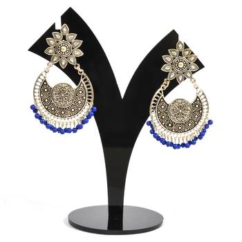 Silver Oxidized Afghani Tribal Dangle Light Weight Earrings For Women And Girls 1