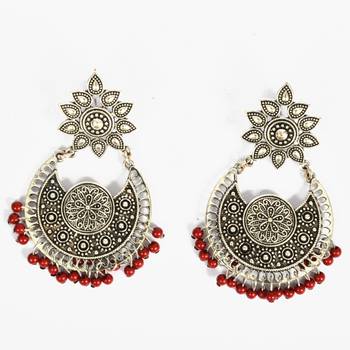 Silver Oxidized Afghani Tribal Dangle Light Weight Earrings For Women And Girls 2