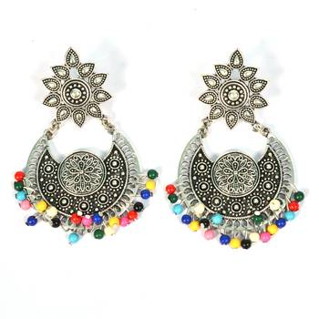 Silver Oxidized Afghani Tribal Dangle Light Weight Earrings For Women And Girls 2