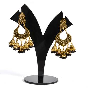 Silver Oxidized Afghani Tribal Dangle Light Weight Jhumki Earrings For Women And Girls 1