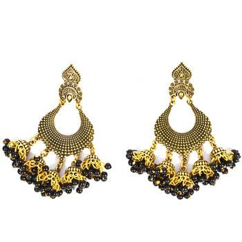 Silver Oxidized Afghani Tribal Dangle Light Weight Jhumki Earrings For Women And Girls 2