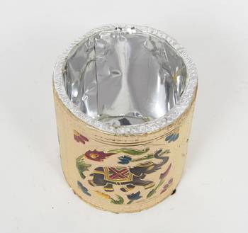 Handcraft Designed Silver Coated Round  Steel Box Golden Coloured For Home Use 3