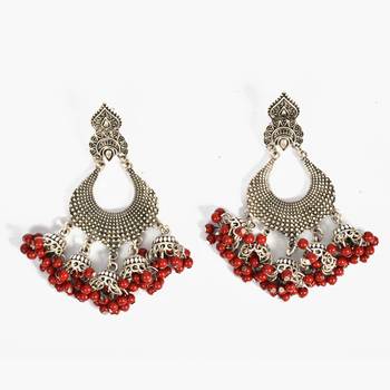 Silver Oxidized Afghani Tribal Dangle Light Weight Jhumki Earrings For Women And Girls 2
