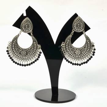 Silver Oxidized Afghani Tribal Dangle Light Weight Earrings For Women And Girls 1