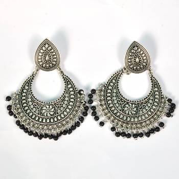 Silver Oxidized Afghani Tribal Dangle Light Weight Earrings For Women And Girls 2