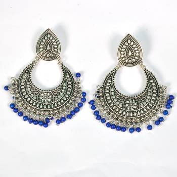 Silver Oxidized Afghani Tribal Dangle Light Weight Earrings For Women And Girls 2