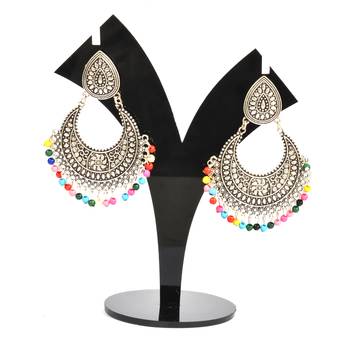 Silver Oxidized Afghani Tribal Dangle Light Weight Earrings For Women And Girls 1