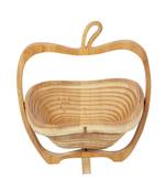 Handcraft Wodden Fruit Basket Amber Coloured For Home Use