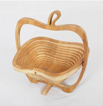 Handcraft Wodden Fruit Basket Amber Coloured For Home Use 2