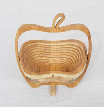 Handcraft Wodden Fruit Basket Amber Coloured For Home Use 3