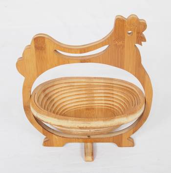 Handcraft Wodden Fruit Basket Amber Coloured For Home Use 1