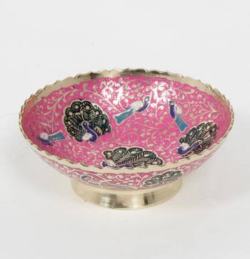 Handcraft Brass Boul Pink Coloured For Home Decor 3