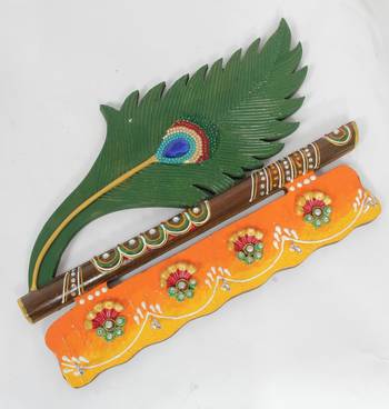 Handcraft Wooden Wall Shelf with Key Holder multicolored For Home Decor 1