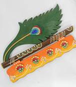 Handcraft Wooden Wall Shelf with Key Holder multicolored For Home Decor