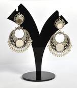 Silver Oxidized Afghani Tribal Mirror Dangle Light Weight Earrings For Women And Girls