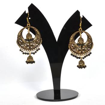 Silver Oxidized Afghani Tribal Dangle Light Weight Jhumki Earrings For Women And Girls 1