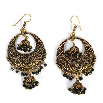 Silver Oxidized Afghani Tribal Dangle Light Weight Jhumki Earrings For Women And Girls 2