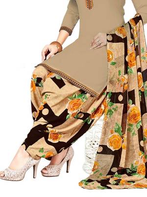 Brown Printed Crepe Salwar Unstitched 4