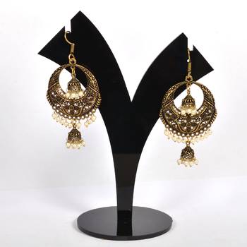 Silver Oxidized Afghani Tribal Dangle Light Weight Jhumki Earrings For Women And Girls 1