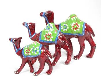 Handcraft Camel Statue Antique Fine Work Maroon Coloured For Home Decor 1