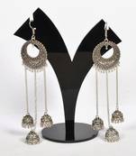 Silver Oxidized Afghani Tribal Dangle Light Weight Jhumki Earrings For Women And Girls