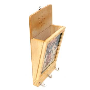Handcraft Wooden Key Holder Antique Fine Work Amber Coloured For Home Decor 4
