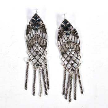 Silver Oxidized Afghani Tribal Dangle Light Weight Earrings For Women And Girls 2