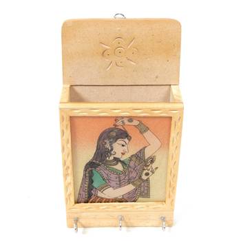 Handcraft Wooden Key Holder Antique Fine Work Amber Coloured For Home Decor 2