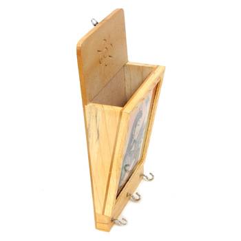 Handcraft Wooden Key Holder Antique Fine Work Amber Coloured For Home Decor 3