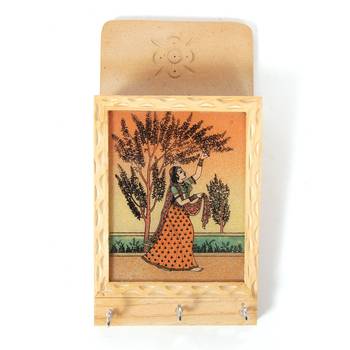 Handcraft Wooden Key Holder Antique Fine Work Amber Coloured For Home Decor 1
