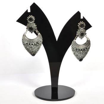 Silver Oxidized Afghani Tribal Dangle Light Weight Earrings For Women And Girls 1
