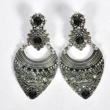 Silver Oxidized Afghani Tribal Dangle Light Weight Earrings For Women And Girls 2