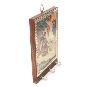 Handcraft Wooden Key Holder Antique Fine Work Brown Coloured For Home Decor 1