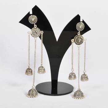 Silver Oxidized Afghani Tribal Dangle Light Weight Jhumki Earrings For Women And Girls 1