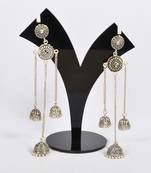 Silver Oxidized Afghani Tribal Dangle Light Weight Jhumki Earrings For Women And Girls