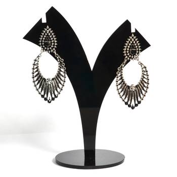 Silver Oxidized Afghani Tribal Dangle Light Weight Earrings For Women And Girls 1