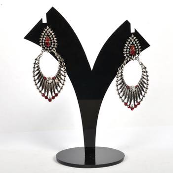 Silver Oxidized Afghani Tribal Dangle Light Weight Earrings For Women And Girls 1