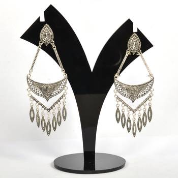 Silver Oxidized Afghani Tribal Dangle Light Weight Earrings For Women And Girls 1