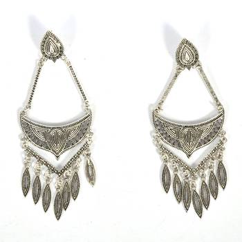 Silver Oxidized Afghani Tribal Dangle Light Weight Earrings For Women And Girls 2