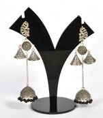 Silver Oxidized Afghani Tribal Dangle Light Weight Jhumki Earrings For Women And Girls