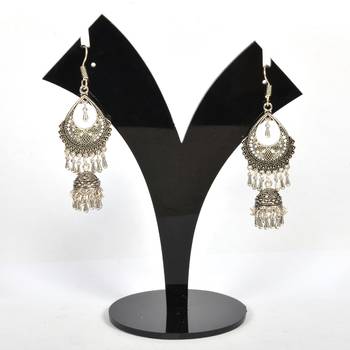 Silver Oxidized Afghani Tribal Dangle Light Weight Jhumki Earrings For Women And Girls 1