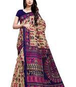 Beige printed bhagalpuri cotton saree with blouse