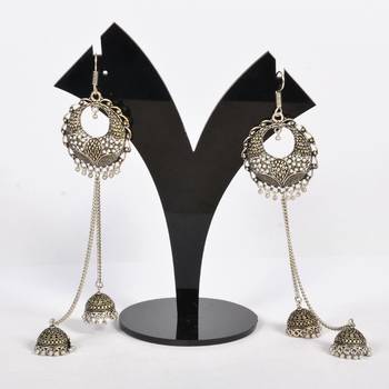 Silver Oxidized Afghani Tribal Dangle Light Weight Jhumki Earrings For Women And Girls 2