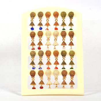 Silver Oxidized Afghani Tribal Dangle Light Weight Earrings For Women And Girls Combo Set Of 12 Pair 1